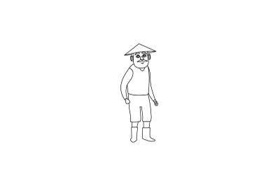 rural Male Villager outline Icon