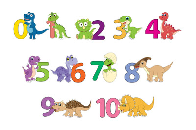 cute dinosaur cartoon with number