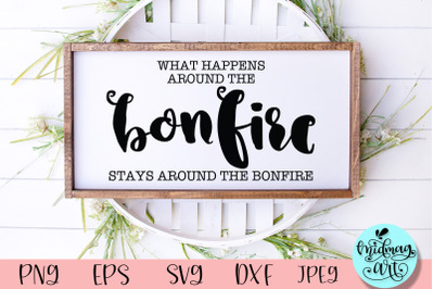 What happens around the bonfire wood sign svg