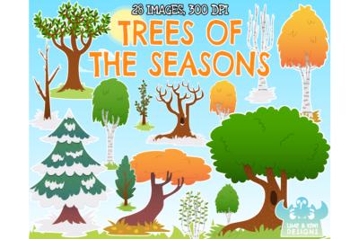 Trees of the Seasons Clipart - Lime and Kiwi Designs