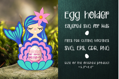 Mermaid with seashell - Chocolate Egg Holder template SVG