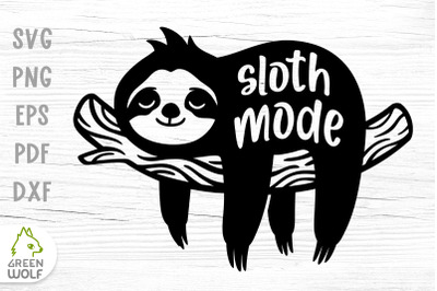 Sleeping sloth silhouette svg Cute sloth svg Sloth mode svg for cricut