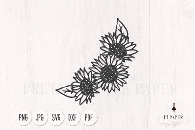 Sunflower svg, Floral wreath svg, flower border svg