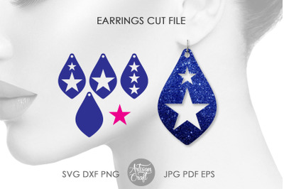 Star earring SVG, leather earrings SVG, earring template SVG