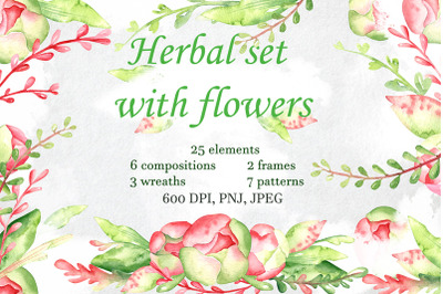 Herbal set with flowers