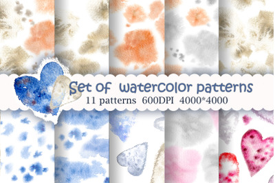 Set of watercolor patterns