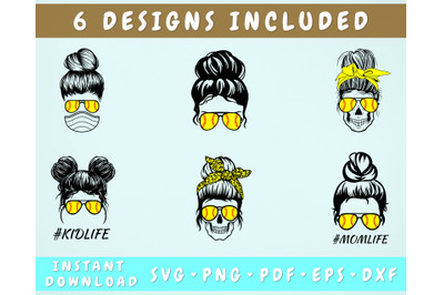 Softball Mom Svg Bundle - 6 Designs, Messy Bun Softball Svg