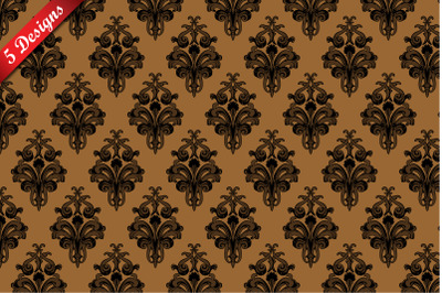 Damask Seamless Outline Pattern Set