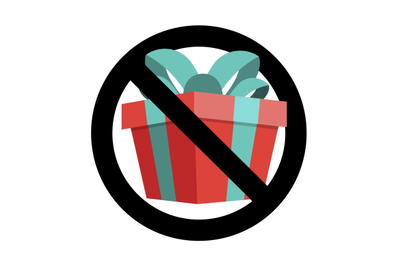 No present icon flat sign, banner to birthday event