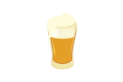 Beer mug isolated, golden transparent ale with bubble