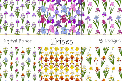 irises pattern. Flowers pattern. Irises paper. Irises SVG