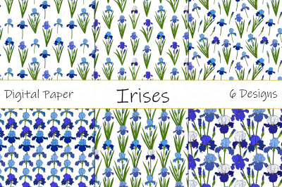 Irises pattern. Flowers pattern. Irises paper. Irises SVG