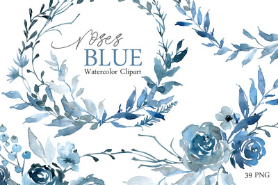 Blue Watercolor Flowers &amp; Arrangements