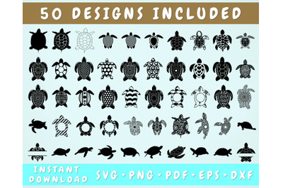 Sea Turtle SVG Bundle - 50 Designs&2C; Tortoise Svg