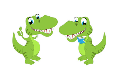 cute green dinosaur animal cartoon