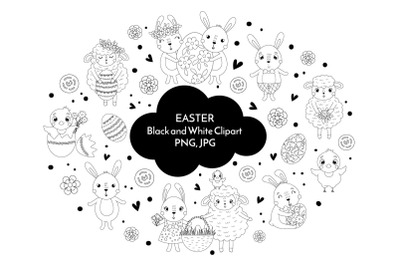 Easter black and white clipart PNG40