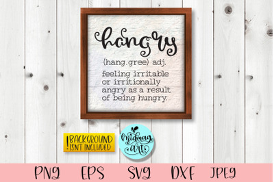 Hangry definition wood sign svg, kitchen sign svg