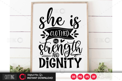 she is clothed in strength and dignity svg