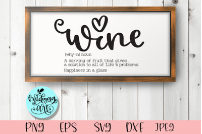 Wine definition wood sign svg