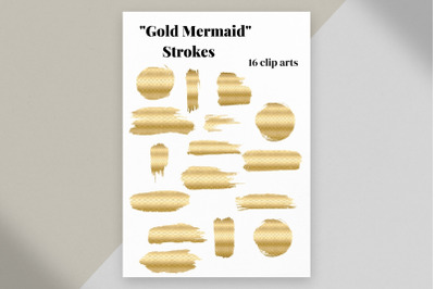 Gold Mermaid Glitter Brush Strokes