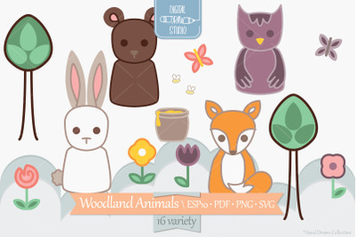 Woodland Animals | Colored Forest Critters&2C; Fox&2C; Bear&2C; Owl&2C; Bunny