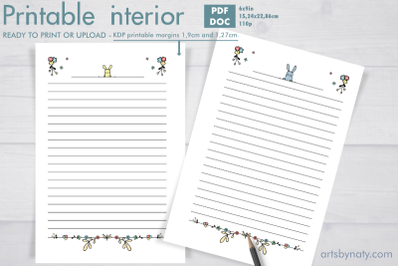 Funny bunnies printable notebook for KDP&nbsp;