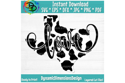 Love Texas svg, Cow Print, I love Texas svg, Texas state svg, svg, SVG