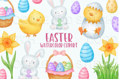 Watercolor Easter Clipart Illustrations