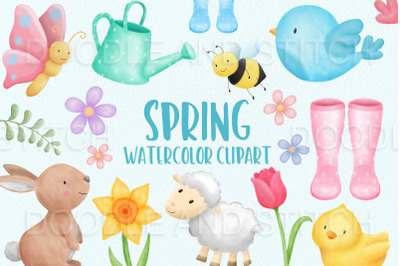 Watercolor Spring Clipart Illustrations
