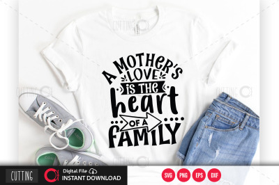 A mothers love is the heart of a family svg