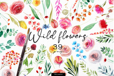 Wild flowers set