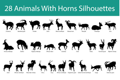 Animal With Horn Silhouette Set