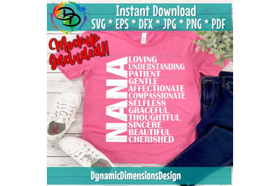 Nana Adjectives, Nana svg, Nana quote, Granny, Nana, Glowforge, Mother