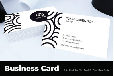 Circle Black White Business Card Template