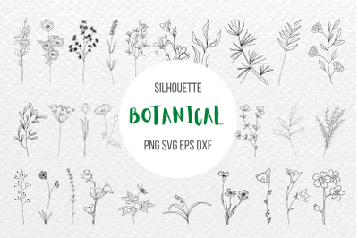 Botanical Flowers Silhouette Bundle