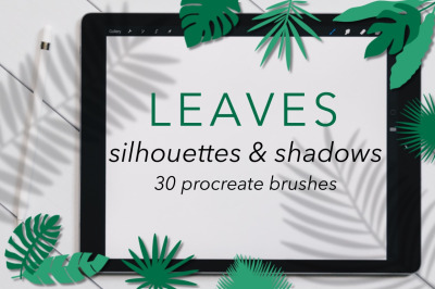 30 Leaves Shadows and Silhouettes Stamp Brushes for Procreate.