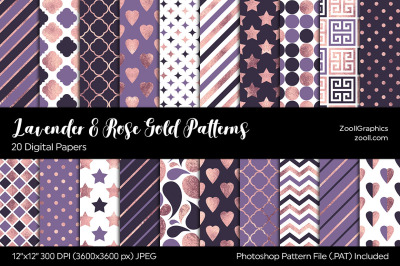 Lavender And Rose Gold Digital Papers