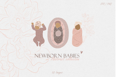 Newborn children. Abstract collection in the style of minimalism