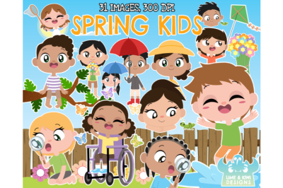 Spring Kids Clipart - Lime and Kiwi Designs