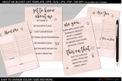 About me printable template
