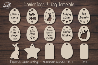 Easter tags. Easter basket tags. Tag template.