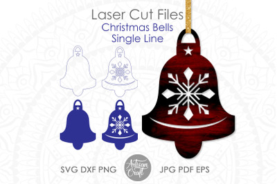 Christmas bells SVG&2C; laser cut Christmas ornament