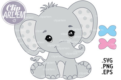 Cute Elephant Boy Girl SVG PNG EPS vector baby clip art, sublimation