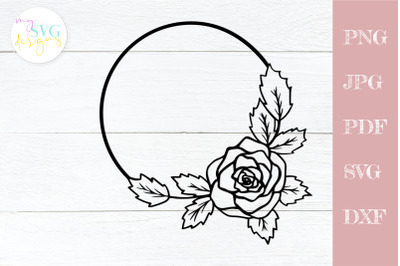 Rose Wire Frame SVG, Flower Frame SVG, Rose Flower SVG, Wedding Orname
