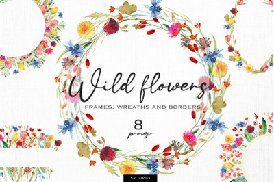 Wild flowers frames and borders