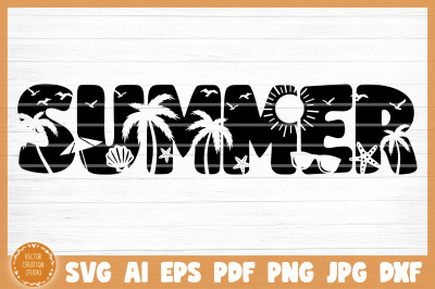 Summer Word Silhouette SVG Cut File