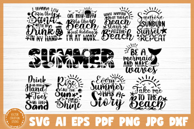 Summer Beach SVG Quotes Bundle Cut Files
