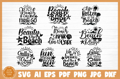 Summer Beach SVG Quotes Bundle Cut Files