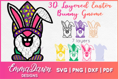 3D LAYERED EASTER BUNNY GNOME SVG