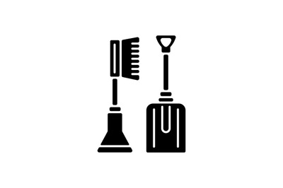 Snow removal tools black glyph icon